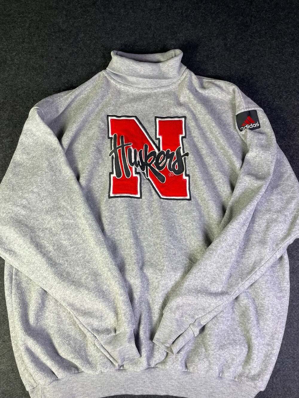 Adidas Nebraska Huskers Size XXL Gray Fleece Turtleneck Sweatshirt